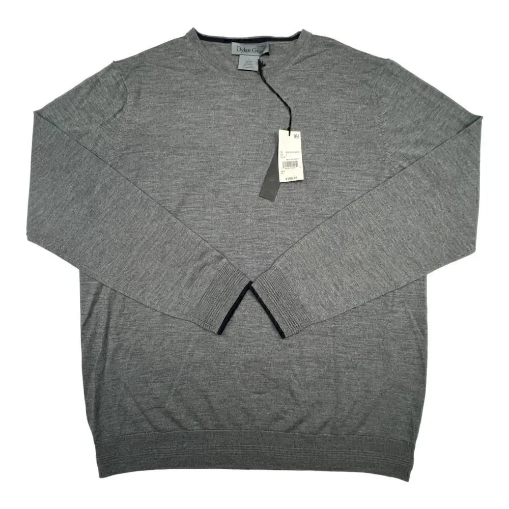 Dylan Gray Men Grey Crewneck Long-Sleeve Classic Sweatshirt Sweater US L